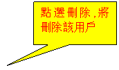 ���α�ע: 點選刪��,將刪��該��戶